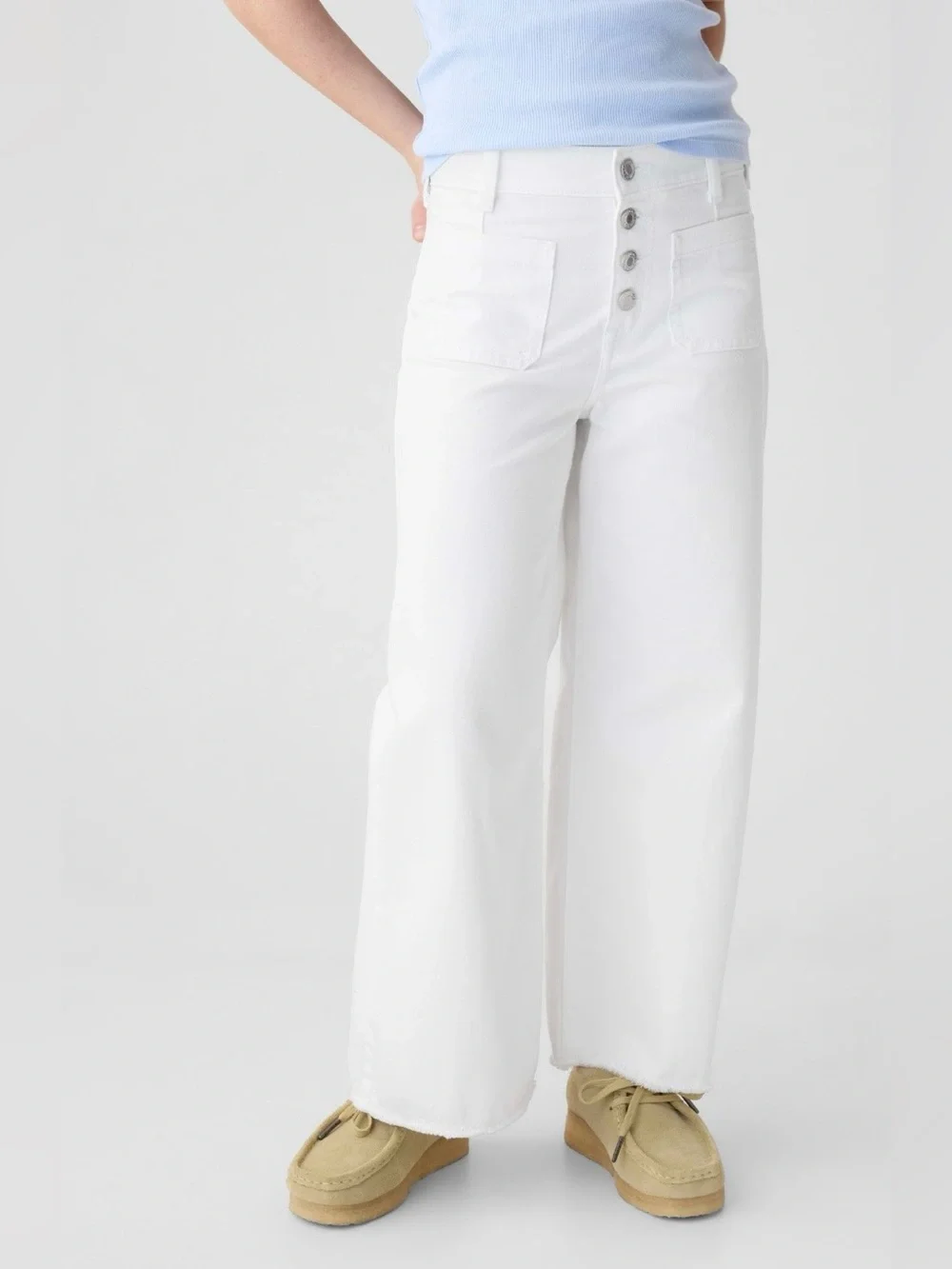 NWT-GAP Kids White High Rise Stride Wide Leg Ankle Jeans, Size 8